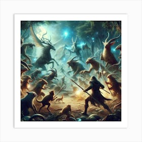 Wolf And Demons Art Print