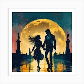 Moonlight Walk 1 Art Print