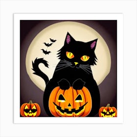 Halloween Cat Art Print