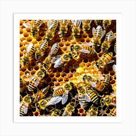 Bees On The Hive Art Print