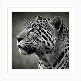 Leopard In Black And White Art Print