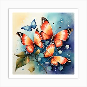 Butterflies In Flight Watercolor Art Print