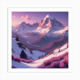 Snowy Mountains Paintings Art Print Art Print