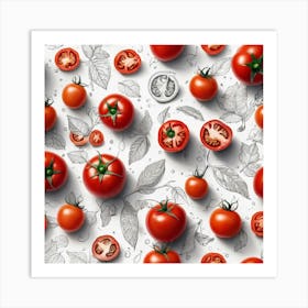 Tomatoes On A White Background 1 Art Print