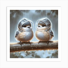 Birds In The Rain Art Print