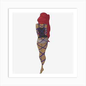 Shibari Rope Bondage Bdsm Redhead Girl Art Print