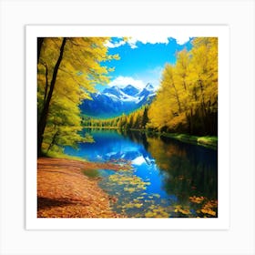 Autumn Leaves By The Lake 2 Art Print