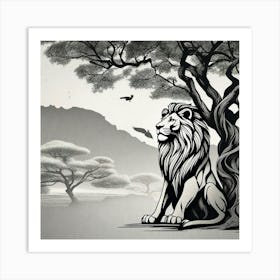 Lion In The Forest 34 Art Print