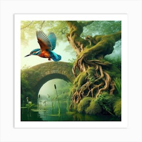 Kingfisher In The Forest 20 Art Print