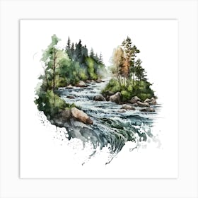 Watercolor Of A River 4 Art Print