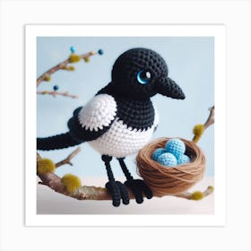 Amigurumi, Magpie bird 1 Art Print