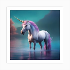 Unicorn In The Water 7 Art Print