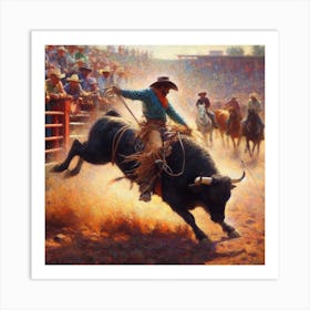 Rodeo Bull Rider Art Print