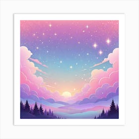 Sky With Twinkling Stars In Pastel Colors Square Composition 16 Art Print