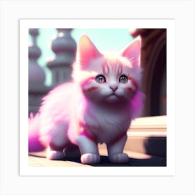 Pink Kitten Art Print