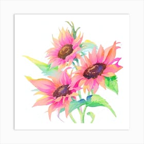 Watercolor Sunflowers Art Print