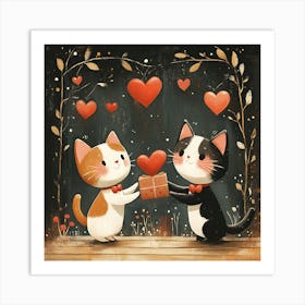 Charming Cats Exchange Heart 7 Art Print