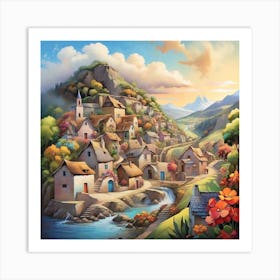 Village In The Mountains 2 Art Print