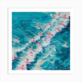 Surfers In Pink Art Print