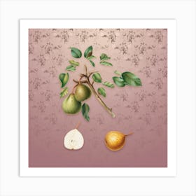 Vintage Pear Botanical on Dusty Pink Pattern n.1564 Art Print