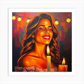 Girl With Candles Art Print