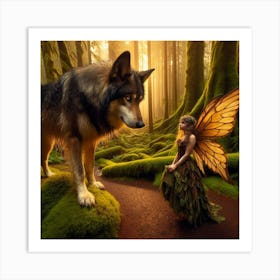 The Wolf And The Fairy 1 Art Print