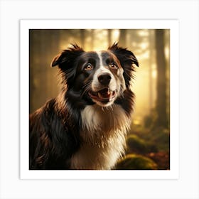 Border Collie Dog In The Forest Art Print