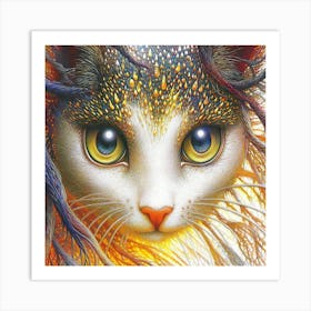 Cat In Flames Art Print