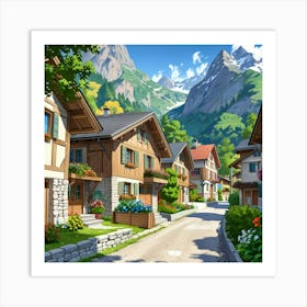 Village In The Mountains 3 Art Print