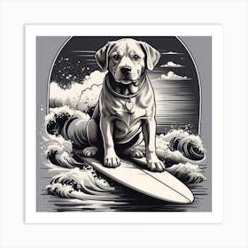 Surfboard Dog Art Print