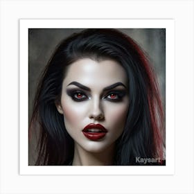 Beautiful Woman With Red Eyes Art Print
