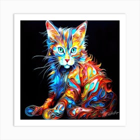 Oh Kitty - Psychedelic Cat Art Print