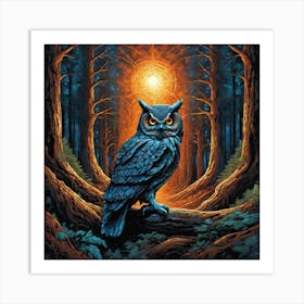 Owl In The Forest 37 Art Print