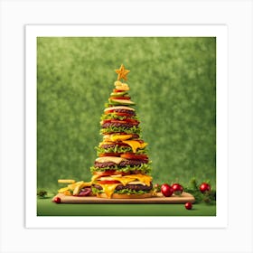 Christmas Tree Burger Art Print