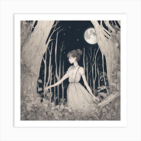 Girl In The Woods Art Print