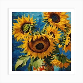 Text Van Gogh S Famous Painting Of Sunflowers Art Print