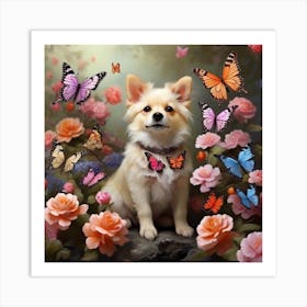 Chihuahua With Butterflies Art Print