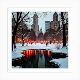 Central Park At Night Art Print