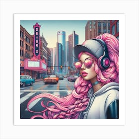 Pink Haired Girl 3 Art Print