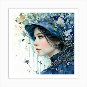 Girl In Blue Art Print