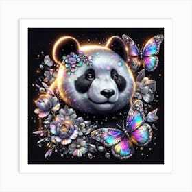 Panda Bear With Butterflies Art Print