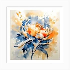 Peony Watercolor Painting Art Print