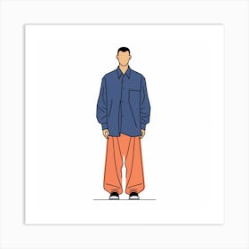 Man In Orange Pants Art Print