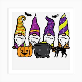 Gnomes Pumpkin Black Cat Spooky Halloween Men Women Kids Art Print