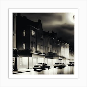 Moonlight In London Amsterdam Houses Art Print