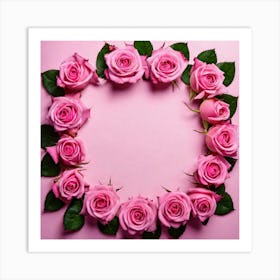 Pink Roses Frame 6 Art Print