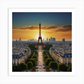 Paris At Sunset Art Print