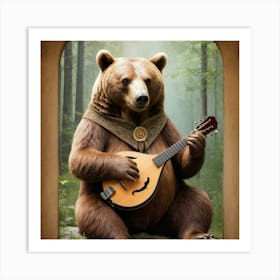 Mandolin Bear Art Print 3 Art Print