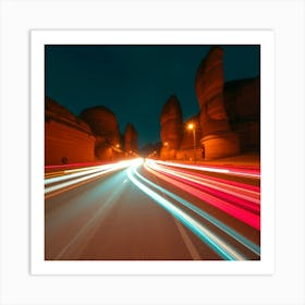 Light Trails In The Desert Art Print