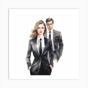 Man And Woman In Business Suit Art Print